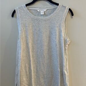 Athleta Light Gray Striped Tank Top